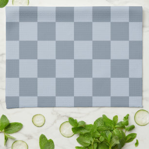 Minimalistisches Puderblau-Schachbrettmuster Geschirrtuch