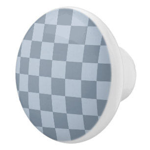 Minimalistisches Puderblau-Schachbrettmuster Keramikknauf