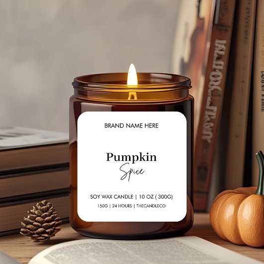 Minimalistisches Pumpkin-Spül-Fall-Kerze-Label Quadratischer Aufkleber