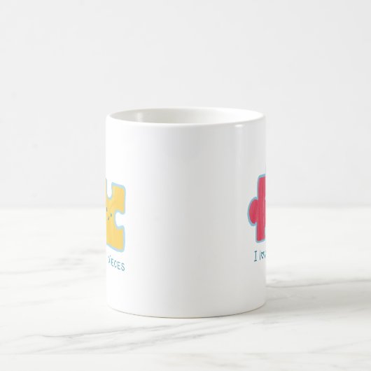 Minimalistisches Puzzle Couple Charming Rosa Gelb Kaffeetasse (Mittel)