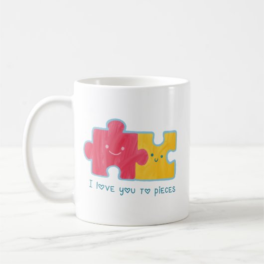 Minimalistisches Puzzle Couple Charming Rosa Gelb  Kaffeetasse (Links)