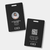 Minimalistisches QR Code Abzeichen für Mitarbeiter Ausweis (Vorder- & Rückseite)
