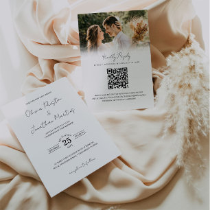 Minimalistisches QR Code UAWG Wedding Foto Einladung