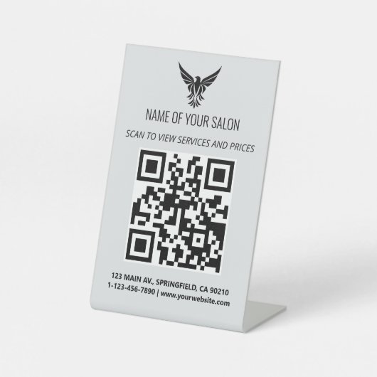 Minimalistisches QR Code-Zeichen - Services & Prei Sockelschild (Vorderseite)