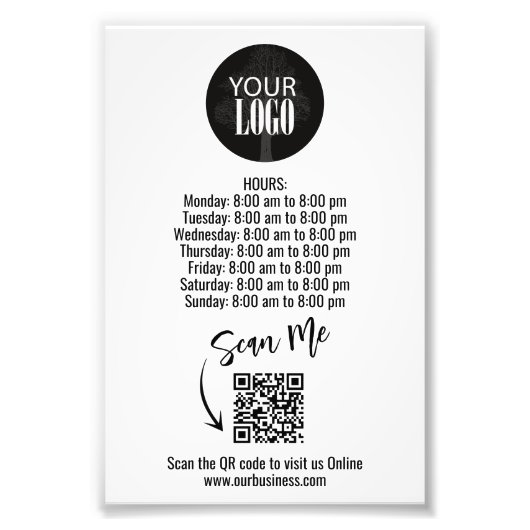 Minimalistisches QR-Codezeichen für Unternehmen Fotodruck (Vorne)