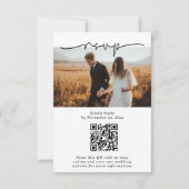 Minimalistisches QR-Foto-Hochzeit in Schwarzweiß RSVP Karte (Vorderseite)