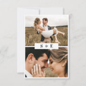 Minimalistisches QR-Foto-Hochzeit in Schwarzweiß RSVP Karte (Rückseite)