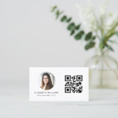 Minimalistisches QR-Foto Monogramm Visitenkarte (Stehend Vorderseite)