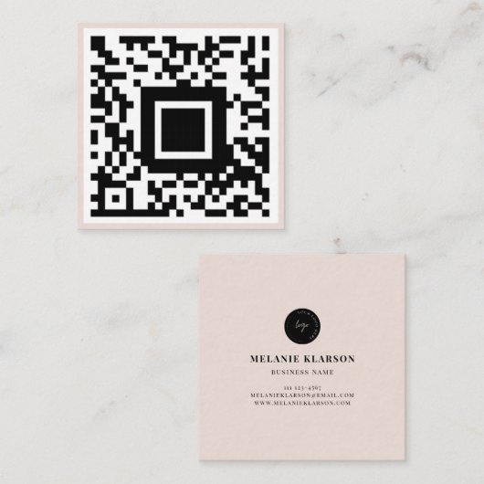Minimalistisches QR-Logo Quadratische Visitenkarte (Vorne/Hinten)