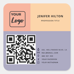 Minimalistisches QR-Logo Quadratischer Aufkleber