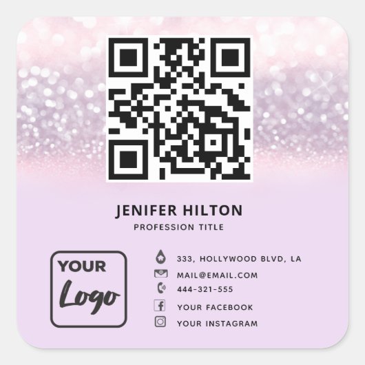 Minimalistisches QR-Logo Quadratischer Aufkleber (Vorderseite)