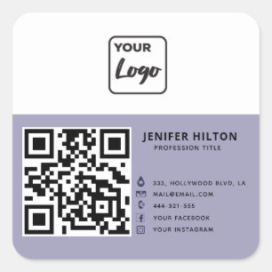 Minimalistisches QR-Logo Quadratischer Aufkleber