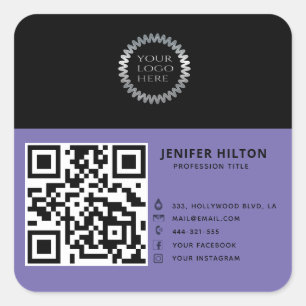 Minimalistisches QR-Logo Quadratischer Aufkleber