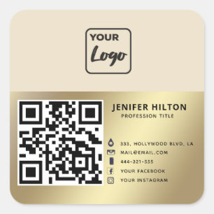 Minimalistisches QR-Logo Quadratischer Aufkleber
