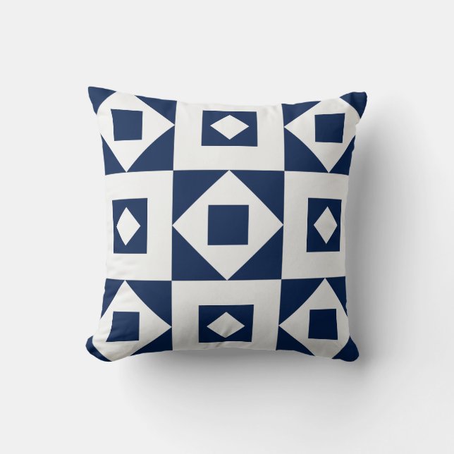 Minimalistisches Quilt-Navy-Throw-Kissen Kissen (Vorderseite)