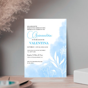 Minimalistisches Quinceanera-Aquarellbaby Einladung