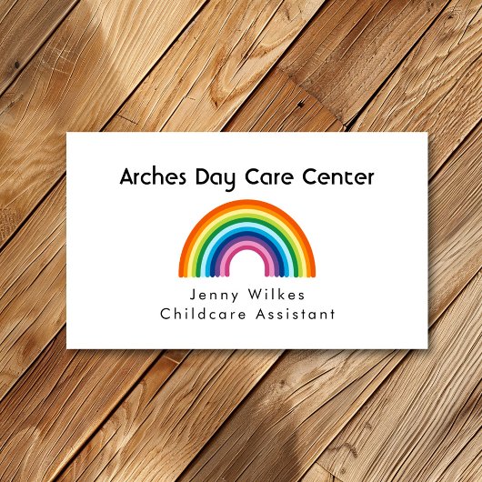 Minimalistisches Rainbow Daycare Center Babysittin Visitenkarte