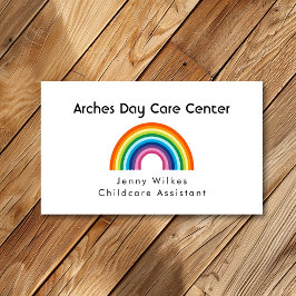 Minimalistisches Rainbow Daycare Center Babysittin Visitenkarte