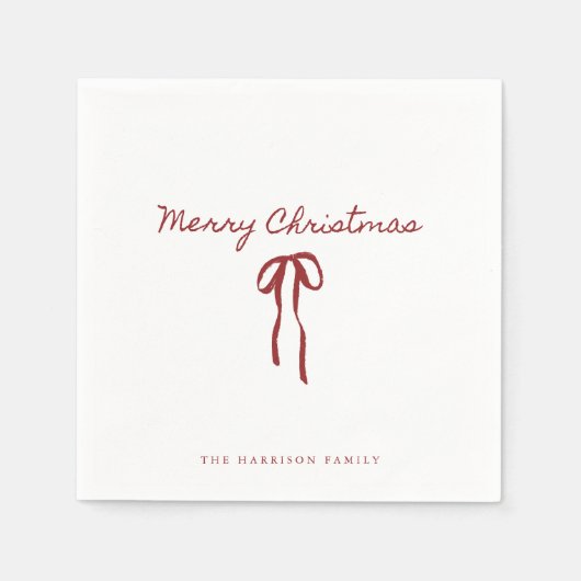 Minimalistisches Red Bow Festival Serviette (Vorderseite)