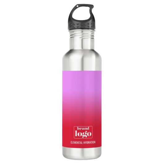 Minimalistisches Red Lilac Gradient Elementarlogo Edelstahlflasche (Vorderseite)