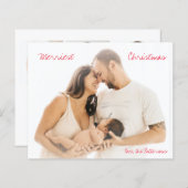 Minimalistisches Red Script Foto Moderne Weihnacht (Vorne/Hinten)