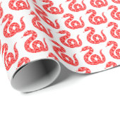 Minimalistisches Red Snake Pattern Chinesisches Ne Geschenkpapier (Rolleneckpunkt)