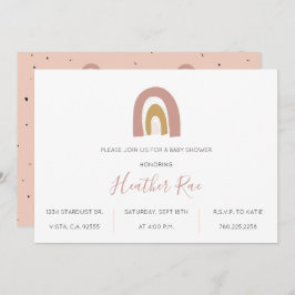 Minimalistisches Regenbogen-Thema Blush Senf Pink Einladung