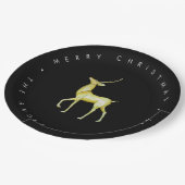 Minimalistisches Rentier Schwarz und Weiß Weihnach Pappteller (Schrägansicht)