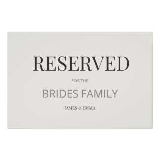 Minimalistisches 'RESERVIERT' Hochzeitsschild Warm Poster