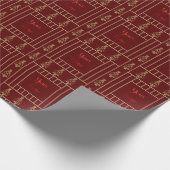 Minimalistisches Retail-Logo Rot Gold Streifen Wei Geschenkpapier (Ecke)