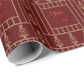 Minimalistisches Retail-Logo Rot Gold Streifen Wei Geschenkpapier (Rolleneckpunkt)