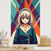 Minimalistisches Retro-aniemmädchen, abstrakt geom Poster (Küche)