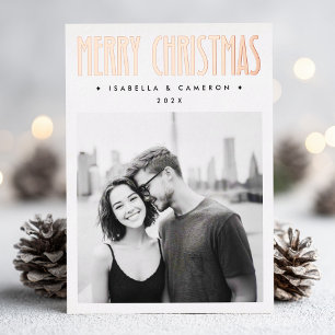 Minimalistisches Retro-Frohe Weihnachten minimalis Folien Feiertagskarte