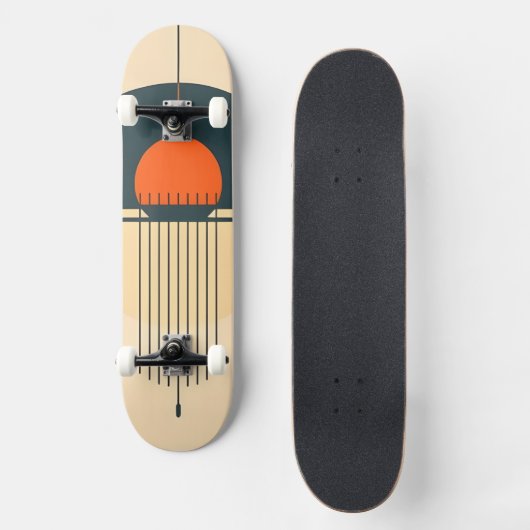 Minimalistisches Retro-Grafikdesign Skateboard (Vorderseite)
