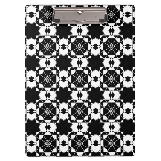 Minimalistisches Retro-Karamuster – monochromes De Klemmbrett (Vorderseite)