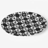 Minimalistisches Retro-Karomuster – monochromes De Pappteller (Schrägansicht)