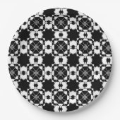 Minimalistisches Retro-Karomuster – monochromes De Pappteller (Vorderseite)