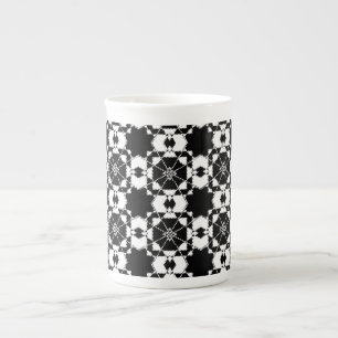 Minimalistisches Retro-Karomuster – monochromes De Porzellantasse