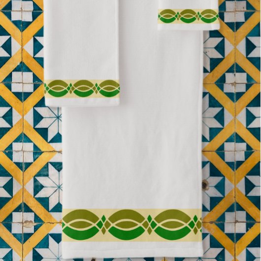 Minimalistisches Retro-Muster anpassbar Badhandtuch Set