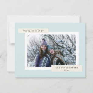 Minimalistisches Retro-Pastellblau-Benutzerfoto Feiertagskarte