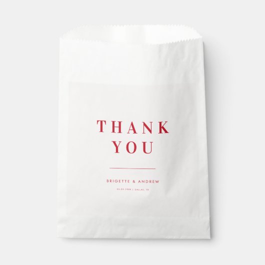 Minimalistisches Retro-Retro-Rot und Pellrosa Dank Geschenktütchen (Vorderseite)