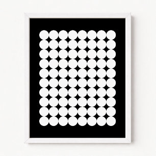 Minimalistisches Retro Schwarz-Weiß-Kreisraster Poster