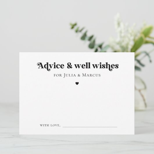 Minimalistisches Retro Script Heart Well Wünsche H Hinweiskarte (Stehend Vorderseite)