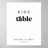 Minimalistisches Retro Script Kids Table Wedding S Poster (Vorne)