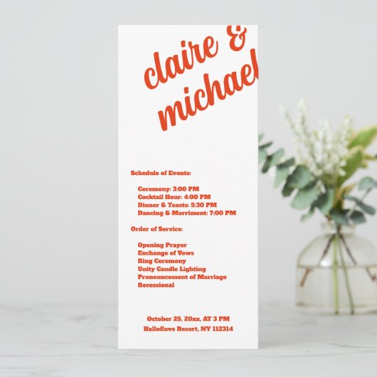 Minimalistisches Retro Simple Modern Wedding Progr Programm (Stehend Vorderseite)