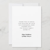 Minimalistisches Retro-Skript Baby Dusche Dankesch Dankeskarte (Rückseite)