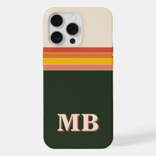Minimalistisches Retro-Streifen Initial-Monogramm iPhone 15 Pro Max Hülle