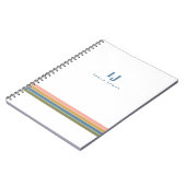 Minimalistisches Retro-Streifen-Monogramm Notizblock (Linke Seite)
