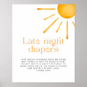Minimalistisches Retro Sun Late Night Diaper Game Poster (Vorne)