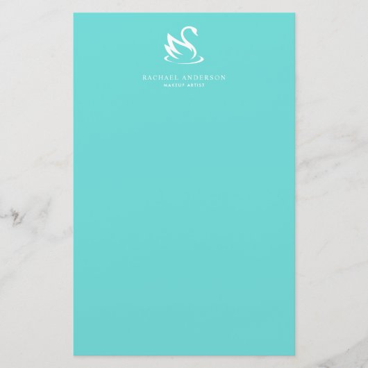 Minimalistisches Robins Egg Blue White Swan Logo Briefpapier (Vorderseite)